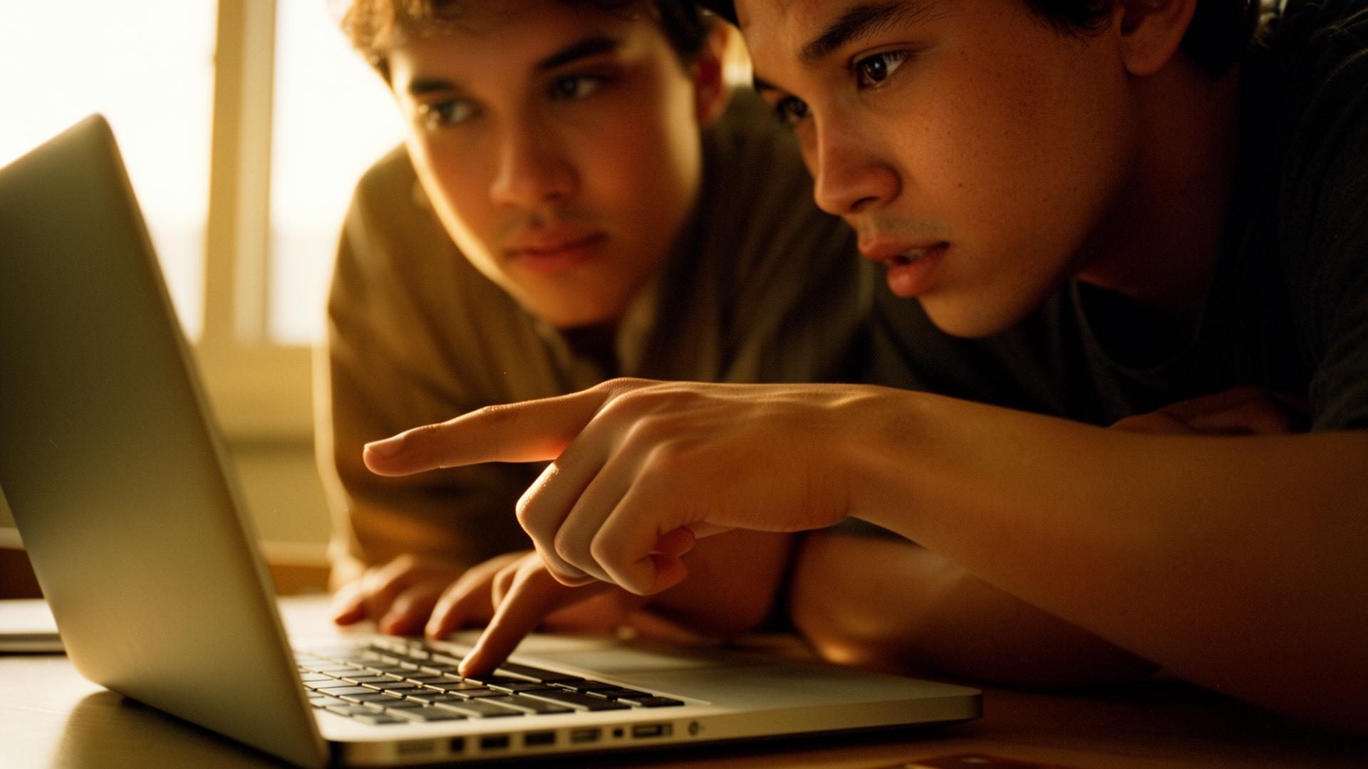 Deux participants concentrés sur un même écran pendant la pratique